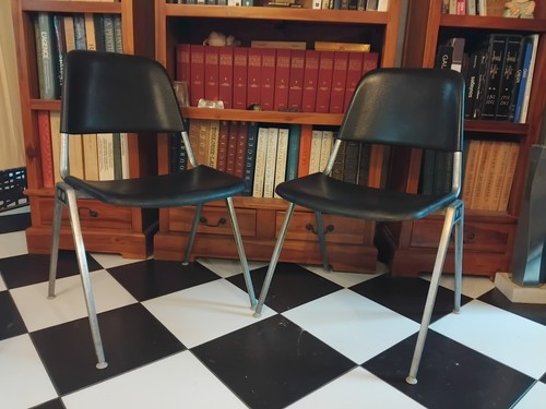 Chaises noires vintage knoll - 4,